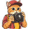 Funny Cool Cat Photographer with Camera