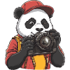 Funny Cool Panda Photographer with Camera