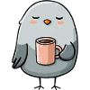 Cozy Pigeon with Coffee Mug