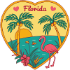 Florida Flamingo Heart Sunset