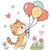 Joyful Kitty with Balloons