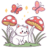 Mushroom Cat Whimsy