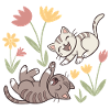 Cats at Play: Spring Flowers