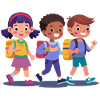 Kids On School Walk Adventure