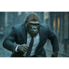 Business gorilla in rain