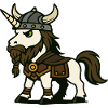 Viking Unicorn Guardian with Horned Helm and Braid