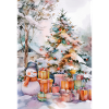 Magical winter: tree and gifts