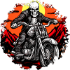 Crâne de motard squelette / moto