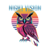 Night Vision Owl Retro Synthwave Sunset