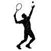 Tennis player serving silhouette