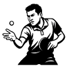 Table tennis player silhouette serving