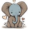 Cuddly elephant with heart