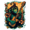 Guitariste jungle avec guitare