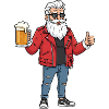 Rockabilly Opa mit Bier