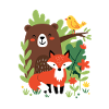 Forest Animals - Bear, Fox & Bird