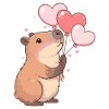 Capybara med hjerteballoner – Sød Valentins-motiv