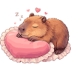 Sleeping Capybara – Cozy Heart Pillow Motif