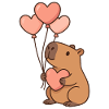 Capybara mit Herzballons – Süßes Valentinsmotiv