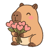 Capybara mit Herzblumen – Süßes Valentinsmotiv