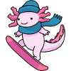 Kawaii Axolotl Snowboard Winter Sport