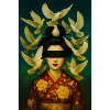 Geisha with Dove Halo