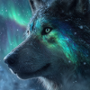 Majestätischer Wolf vor Polarlichtern