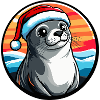 Sea Lion in Winter Santa Hat