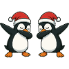 Two penguins dabbing in Christmas look