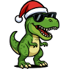 T-Rex Santa with sunglasses