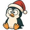 Cute Penguin Santa Hat Cartoon Clumsy