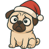 Cute Pug Santa Hat Cartoon Clumsy