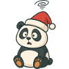 Cute Panda Santa Hat Cartoon Clumsy