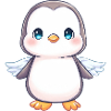 Ange animé pingouin mignon Kawaii Chibi