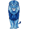 Geometric Blue Lion