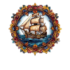 Sailing ship in ornamental frame