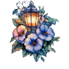 Lantern light and flower bouquet