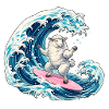 Surfer sheep on the wave
