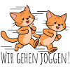 Des amis chats drôles courent ensemble !