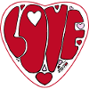 Heart-shaped Love lettering