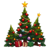Festive fir trees with gifts
