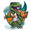 Basketball Dinosaur T-Rex Basketball Player