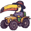 Toucan Bird Tractor Farmer