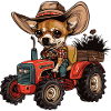 Chihuahua Dog Tractor Farmer