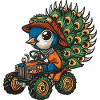 Peacock Bird Tractor Farmer