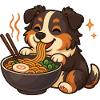 Australian Shepherd with Noodles Ramen kawaii