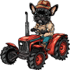 French Buldog Dog Tractor Farmer