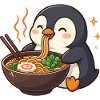 Penguin with noodles ramen kawaii penguin