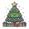 Fröhlicher Regenbogen-Weihnachtsbaum niedlich