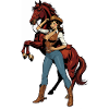 Femme cow-boy et cheval rouge