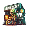 Neon Skeleton Biker on Motorcycle